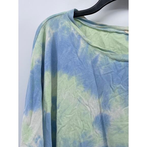 EASEL Women's Blue-Green Tie-Dye Long Sleeve Boatneck Top SZ 3X - Picture 5 of 12